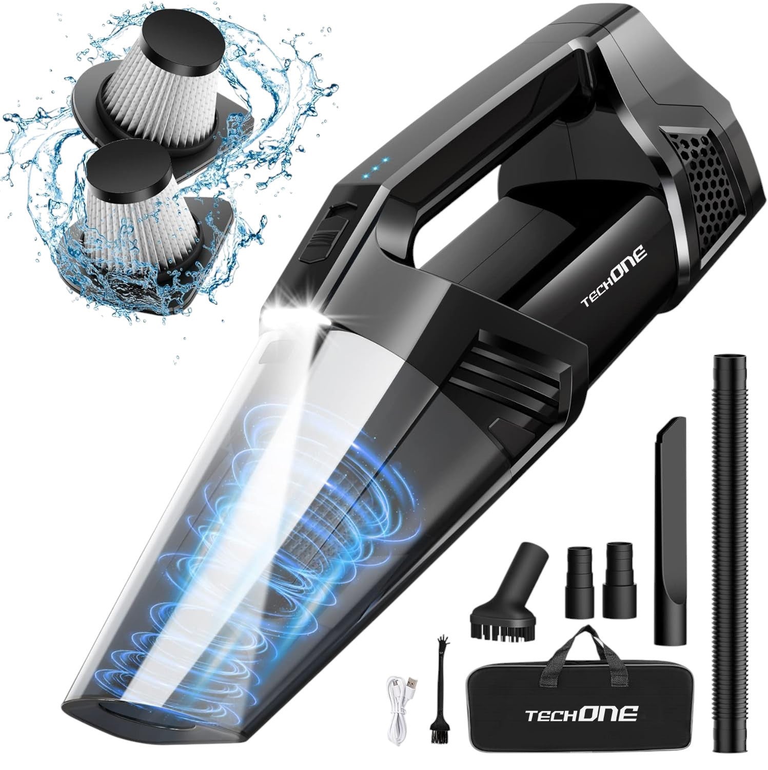 Aspirator de Mana Portabil Cu Acumulator Techone DustJet Pro, Negru Aspirator de Mana Portabil Cu Acumulator Techone DustJet Pro, Negru